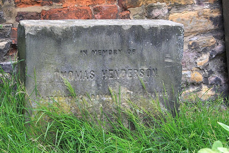 Gravestone of Thomas Henderson, but not marking his grave, Greyfriars Churchyard, Edinburgh (Wikimedia commons)