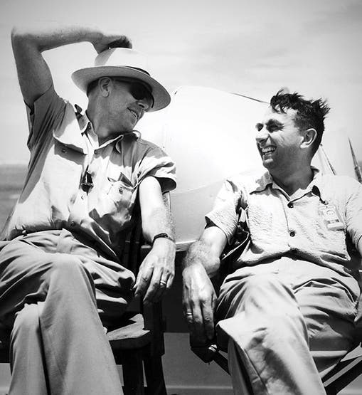 Edward Teller (right) and E.O. Lawrence, enjoying a lighter moment, 1951 (llnl.gov)