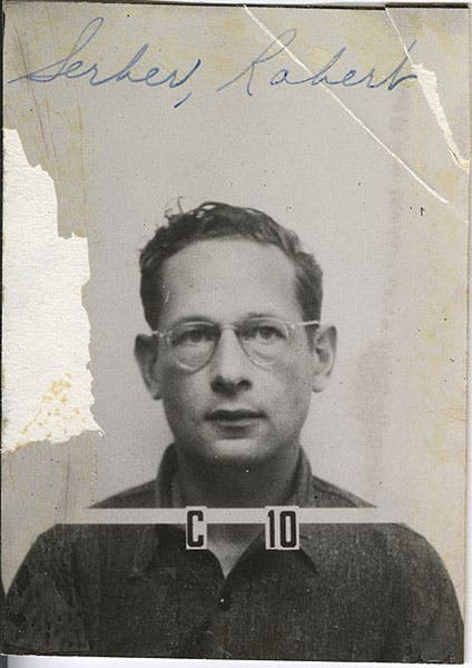 Robert Serber’s ID badge, 1943, Manhattan Project, Los Alamos (Wikimedia commons)