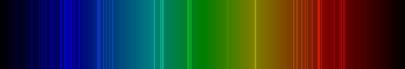 Visible spectrum of sodium; the two bright yellow lines are usually designated as D1 and D2 (Wikimedia commons)