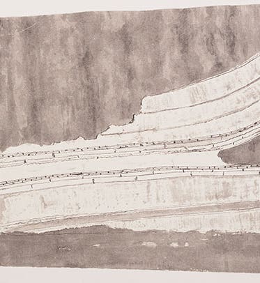 Salisbury Crags, Edinburgh, detail of drawing by John Clerk of Eldin, ca 1785 (Linda Hall Library)