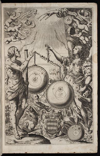 Frontispiece to G. B. Riccioli, Almagestum novum, engraving by Francesco Curti, 1651 (Linda Hall Library)