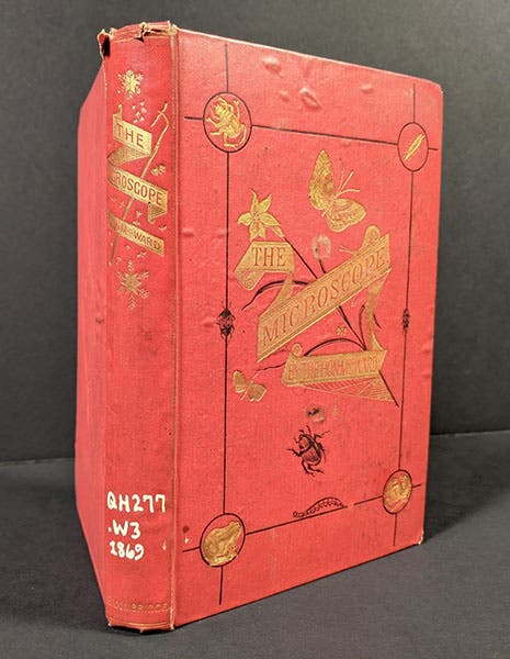 Front cover and spine, Mary Ward, The Microscope, 3rd ed., 1869 (Linda Hall Library)