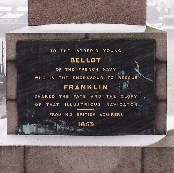 Detail of the memorial plaque on the Bellot obelisk, Greenwich (londonremembers.com)