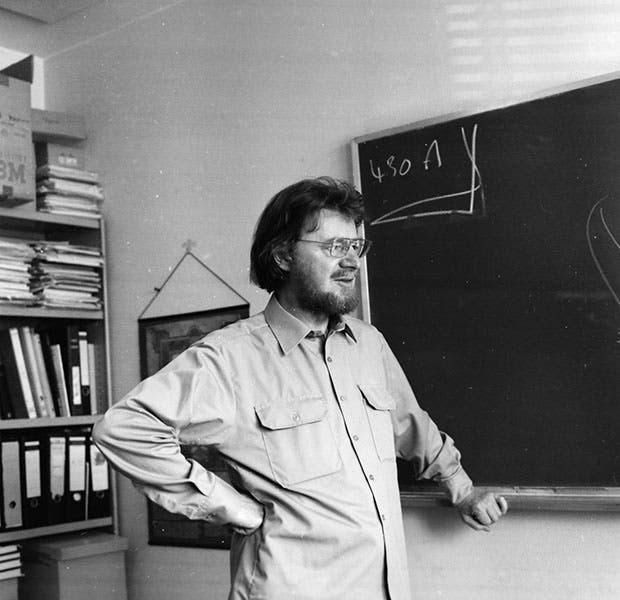 John Stewart Bell at work, photograph, CERN, undated (cds.cern.ch)