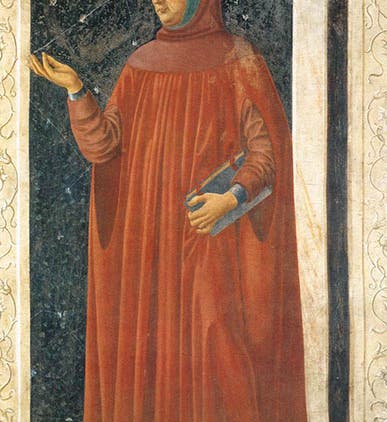 Portrait of Francesco Petrarca, by Andrea del Castagna, fresco transferred to wood, ca 1450, Uffizi, Florence (Wikimedia commons)