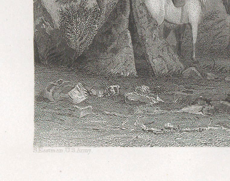 Detail of fourth image, showing signature of “S Eastman,” Indian Tribes of the United States, by Henry Schoolcraft, vol. 3, 1853 (Linda Hall Library)