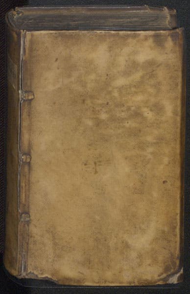 Front cover, vellum, Magia philosophica, by Francesco Patrizi, 1593 (Linda Hall Library)