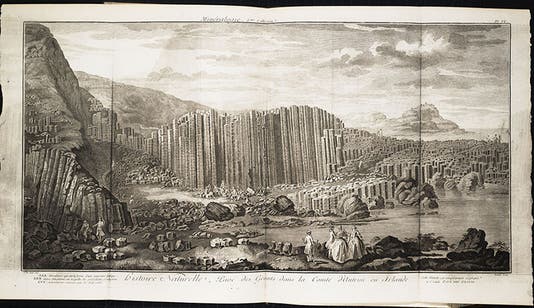 Panorama of the Giant’s Causeway, engraving based on a gouache by Susanna Drury, in <i>Encyclopédie</i>, ed. by Denis Diderot, plate vol. 6, 1768 (Linda Hall Library)