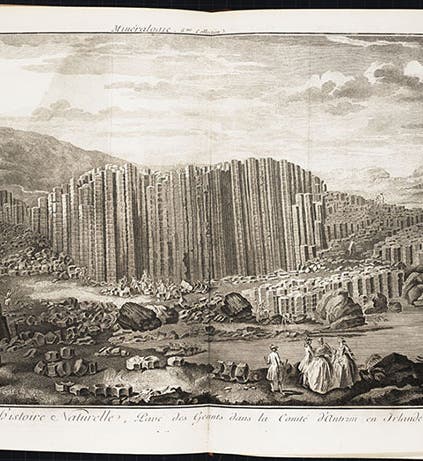 Panorama of the Giant’s Causeway, engraving based on a gouache by Susanna Drury, in <i>Encyclopédie</i>, ed. by Denis Diderot, plate vol. 6, 1768 (Linda Hall Library)
