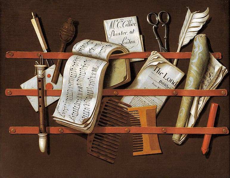 Letter rack, oil on canvas, by Edward Collier, Art Gallery of South Australia, 1698 (Wikimedia commons)