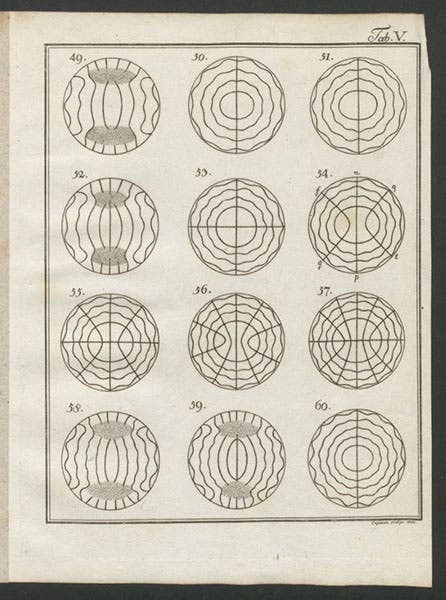 More Chladni patterns, engraved plate, Entdeckungen über die Theorie des Klanges, by Ernst Chladni 1787 (Linda Hall Library)