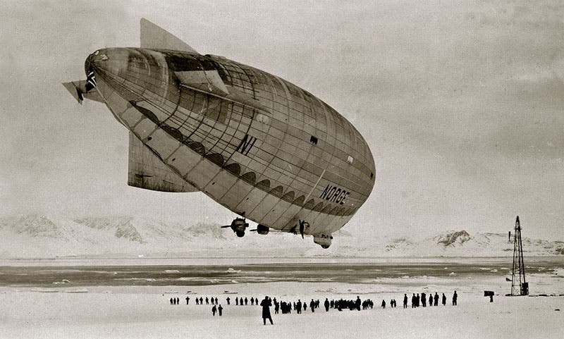 The Norge dirigible at Spitsbergen (now Svalbard), which would carry Roald Amundsen and Lincoln Ellsworth over the North Pole on May 12, 1926, photograph (historynet)