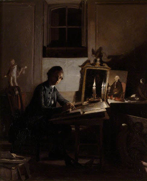 Self Portrait of the Artist Engraving a Portrait of Percival Pott, by Richard Morton Paye, 1783, now in Upton House (artuk.org)