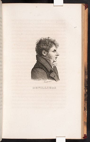 Portrait of Edouard Devilliers du Terrage, by André Dutertre, engraving in  Histoire scientifique et militaire de l'expédition française en Egypte, by Louis Reybaud, text vol. 7, 1830-36 (Linda Hall Library)