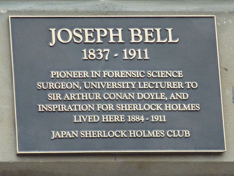 Plaque on Joseph Bell’s former house in Edinburgh, now the Japanese Embassy (holmesjapan.jp)