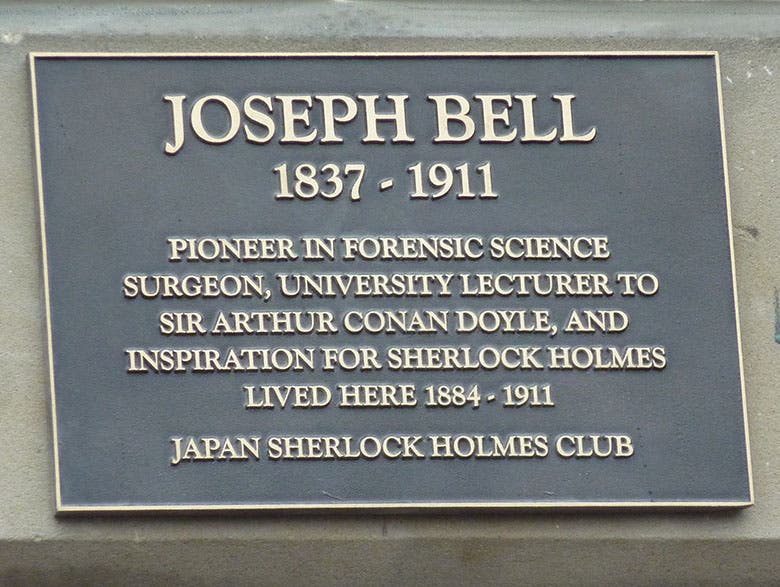 Plaque on Joseph Bell’s former house in Edinburgh, now the Japanese Embassy (holmesjapan.jp)