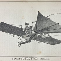 “Henson’s Aerial Steam Carriage,” wood engraving in A System of Aeronautics, by John Wise, 1850 (Linda Hall Library)