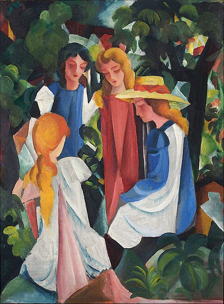 Four Girls, by August Macke, oil on canvas, Museum Kunstpalast, Düsseldorf, 1913 (Wikimedia commons)