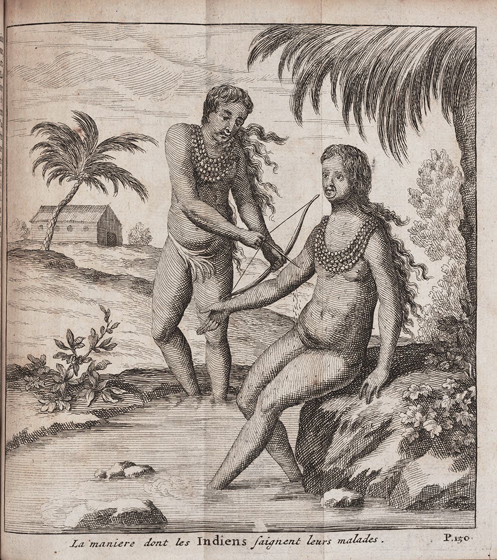The Indians’ manner of bloodletting. From L. Wafer. Voyage de Guillaume Dampier… avec le voyage de Lionel Wafer. Amsterdam, 1705.