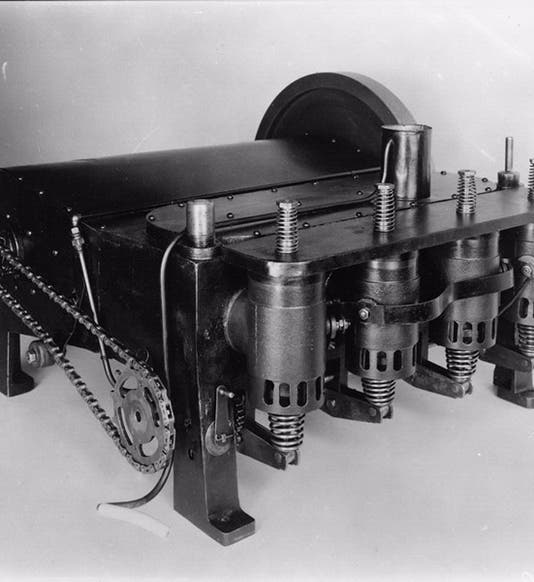 Four-cylinder engine built by Charlie Taylor for the Wright brothers Flyer; it powered the aircraft on its first flights, Dec. 17, 1903, National Air and Space Museum, Smithsonian Institution (airandspace.si.edu)