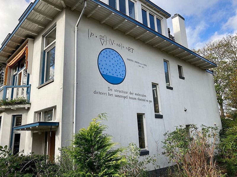 A building in Leiden with Van der Waal’s equation of state for gases decorating its exterior (Wikimedia commons)