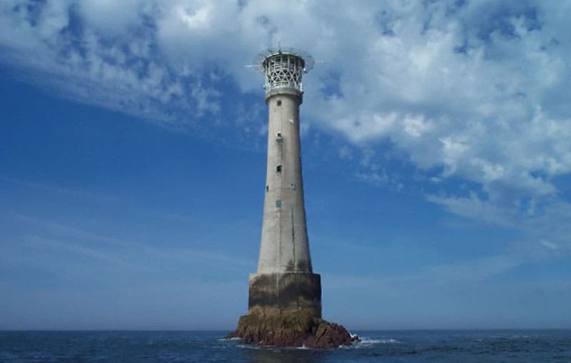 Bishop Rock lighthouse, west of Cornwall, photograph