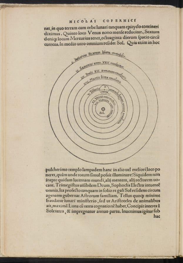 Page from Nicolaus Copernicus, De Revolvtionibvs Orbium Coelestium, Norimbergæ, 1543 (Linda Hall Library)