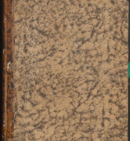 Front binding, Risposta alle opposizioni del s. Lodovico delle Colombe, e del s. Vincenzio de Grazia, contro al trattato del sig. Galileo Galilei, delle cose che stanno sù l'acqua, ò che in quella si nuouono, by Benedetto Castelli, 1615 (Linda Hall Library)