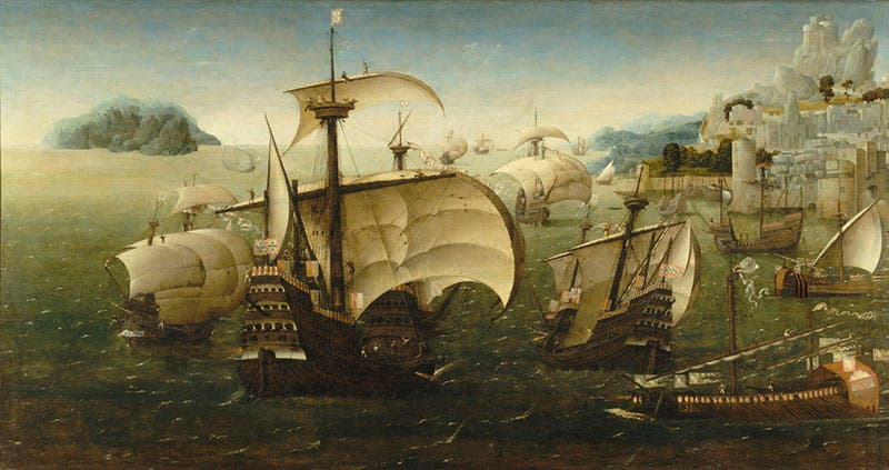 Portuguese Carracks off a Rocky Coast, oil on canvas, circle of Joachim Patinir, ca 1540, National Maritime Museum, Caird Collection (rmg.co.uk)