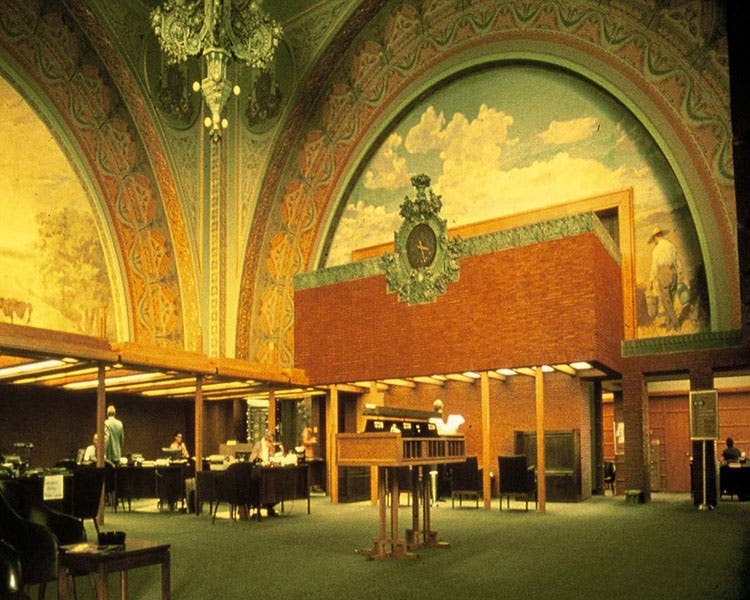 Farmers and Merchants Bank, Columbus, Wisconsin, interior, designed by Louis Sullivan, 1919, photograph by author