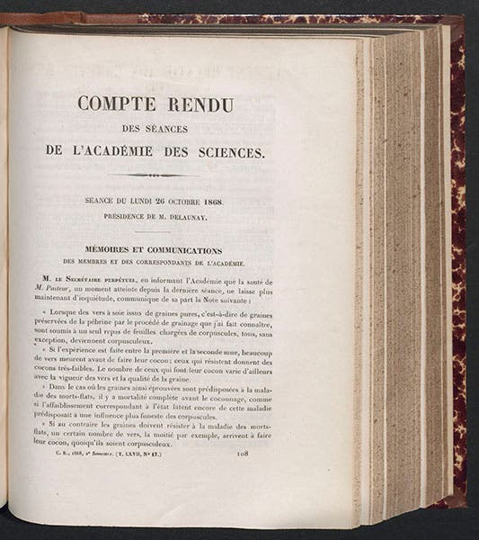 Opening of the Oct. 26, 1868 session of the French Academy of Sciences, in Comptes Rendus, 1868 (Linda Hall Library)