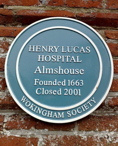 Blue plaque commemorating the Lucas Hospital, Wokingham, Berkshire (openplaques.org)