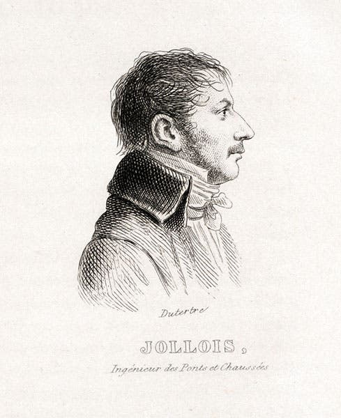 Portrait of Jean-Baptiste Prosper Jollois, engraving after sketch by Andre Dutertre, in Louis Reybaud, Histoire de l’expédition française en Égypte, vol. 7, 1830-36 (Linda Hall Library)