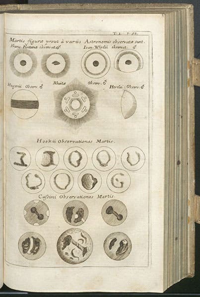 Views of the planet Mars, engraving, Johann Zahn, Specula physico-mathematico-historica, vol. 1, 1696 (Linda Hall Library)