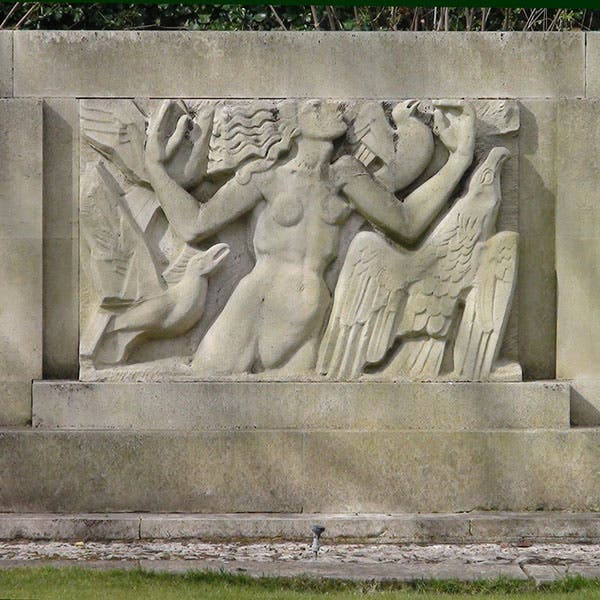 “Rima,” William Henry Hudson Memorial, Hyde Park, carved by Jacob Epstein, 1924 (londonremembers.com)