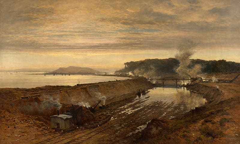 “The Excavation of the Manchester Ship Canal”, oil on canvas, by Benjamin Williams Leader, 1891, Gallery Oldham (Wikimedia commons)