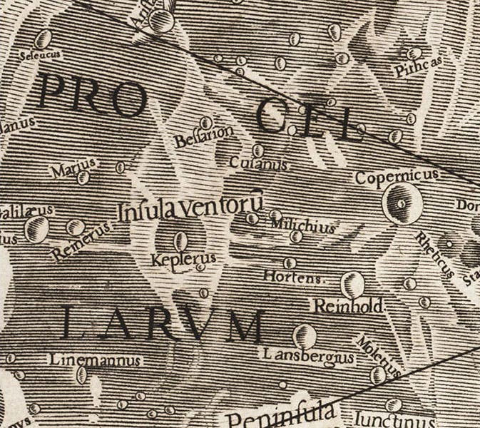 Oceanus procellarum (Oceam of Storms), with craters Copernicus and Kepler, detail of second image (Linda Hall Library)