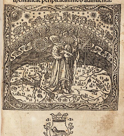 Woodcut title page vignette, depicting Archimedes, Tetragonismus id est circuli quadrature, ed. by Luca Gaurico, 1503 (Linda Hall Library)