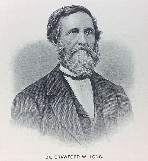 Portrait of Crawford Long, from Hugh H. Young,<i> Long, The Discoverer of Anesthesia</i>, 1897 (Clendening History of Medicine Library)