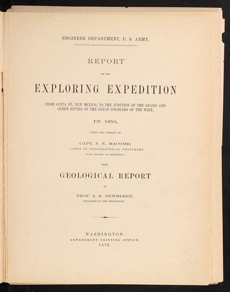 Title page, Report of the Exploring Expedition from Santa Fe, New Mexico, to the Junction of the Grand and Green Rivers …, John N. Macomb, 1876 (Linda Hall Library)