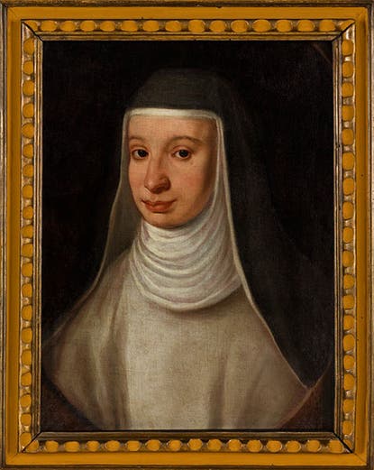 A nun, traditionally believed to be Suor Maria Celeste, oil painting by an unknown artist, ca 1630 (Wellcome Collection)