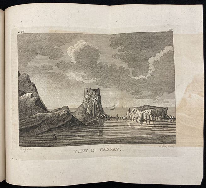 View of Cannay, engraving after a drawing by Moses Griffith, in A Tour in Scotland, and Voyage to the Hebrides; MDCCLXXII, by Thomas Pennant, vol. 1, pl. 32, p. 276, 1774 (Linda Hall Library)