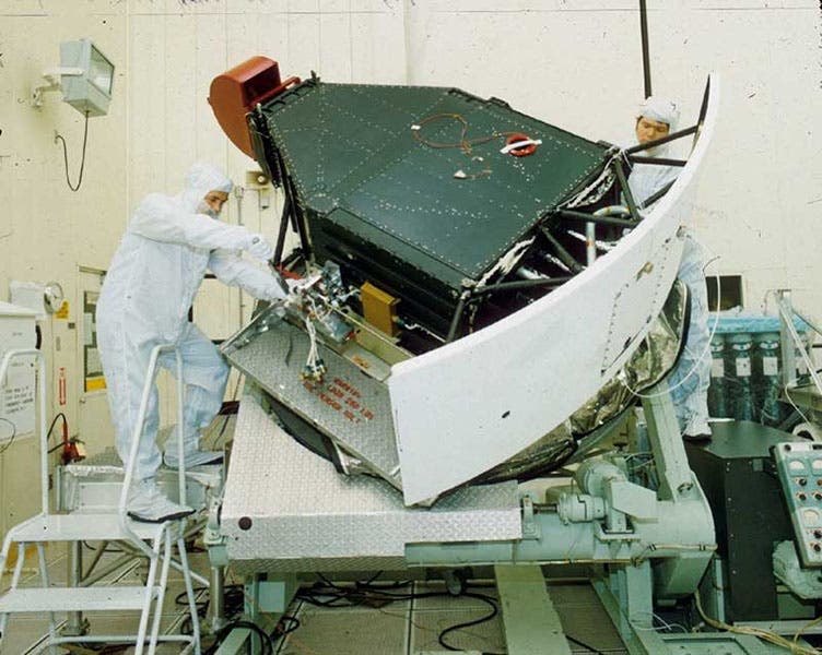The new camera for the HST, WFPC2, being inspected back on Earth before being sent into orbit on STS-61 (science.nasa.gov)