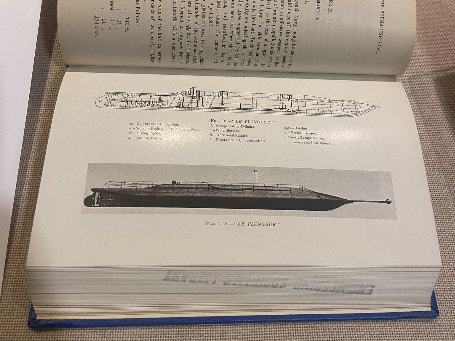 Photo of a book by Murray Fraser Sueter, The Evolution of the Submarine Boat, Mine, and Torpedo, from the Sixteenth Century to the Present Time