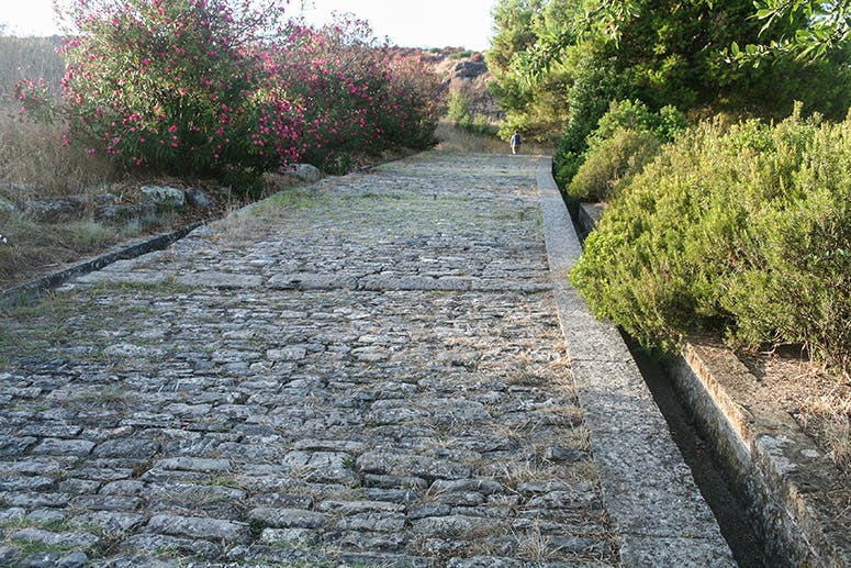 Surviving stretch of Porta Rosa road in Velia (Elea), probably post-dating Parmenides by a century or so (Wikimedia commons)