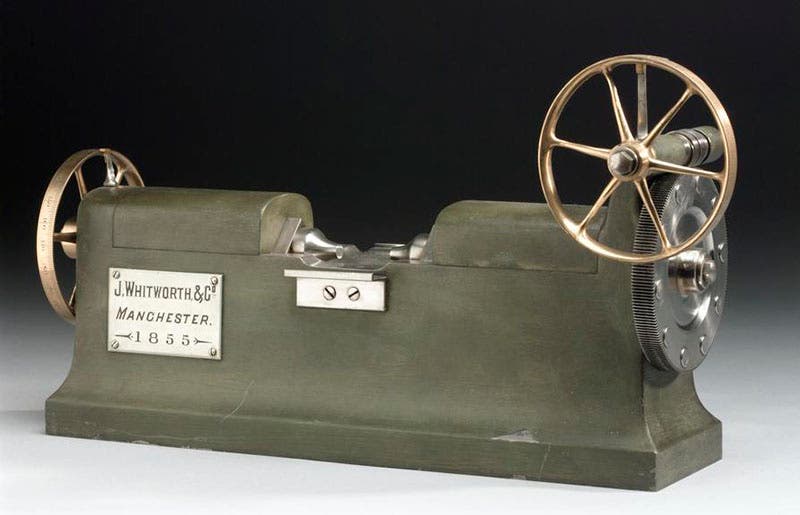 Whitworth measuring machine with worm drive, 1855 (Science Museum, London)