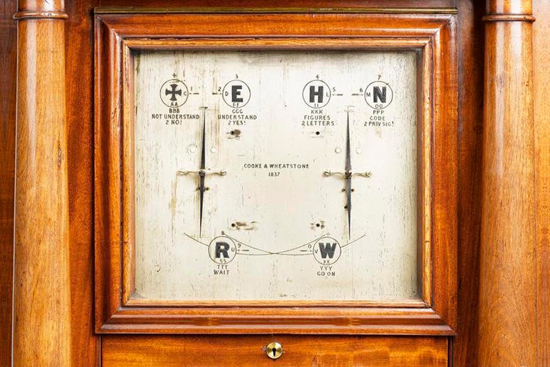 Double-needle telegraph receiver, designed and built by Charles Wheatstone and Thomas Cooke, 1844, Science Museum, London (collection.sciencemuseumgroup.org.uk)