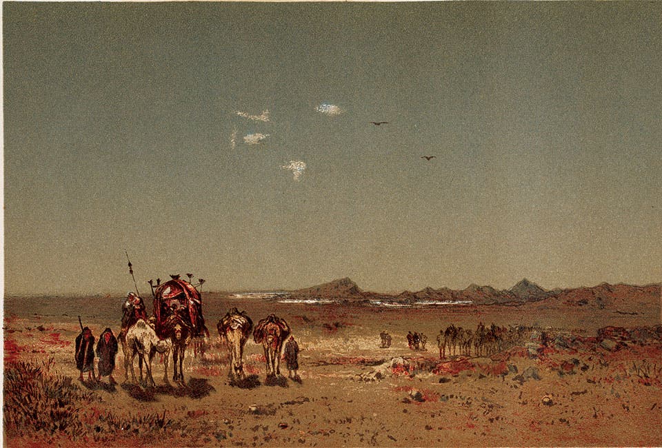 A mirage in the desert, from Camille Flammarion, L'Atmosphere (Paris, 1873).