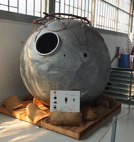 Gondola of FNRS-1, which made the record-breaking ascents of 1931-32, in the Swiss Transport Museum in Lucerne (Wikimedia commons)